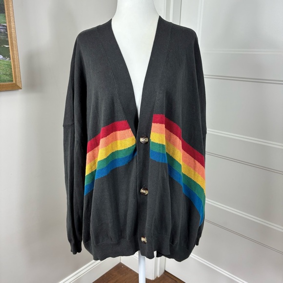 NATURAL LIFE Sweaters - Natural Life Rainbow Grandpa Cardigan Size L/XL